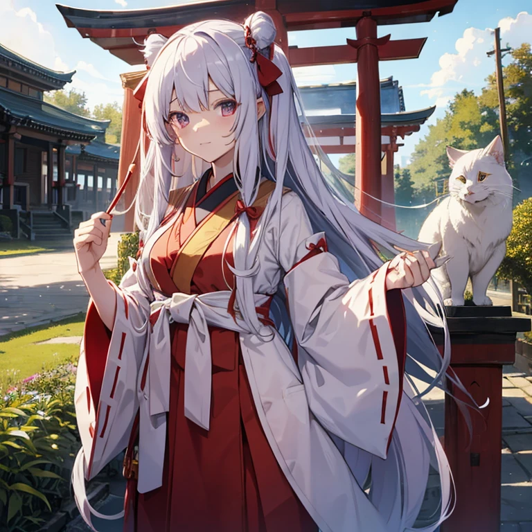 shrine maiden,long hair,get along well with animals