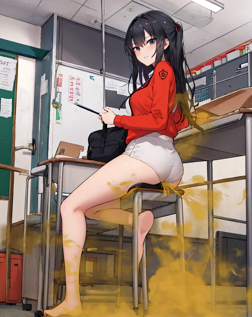 8K,(( 1 girl in)), Character focus,EVA ，‎Classroom，fart
