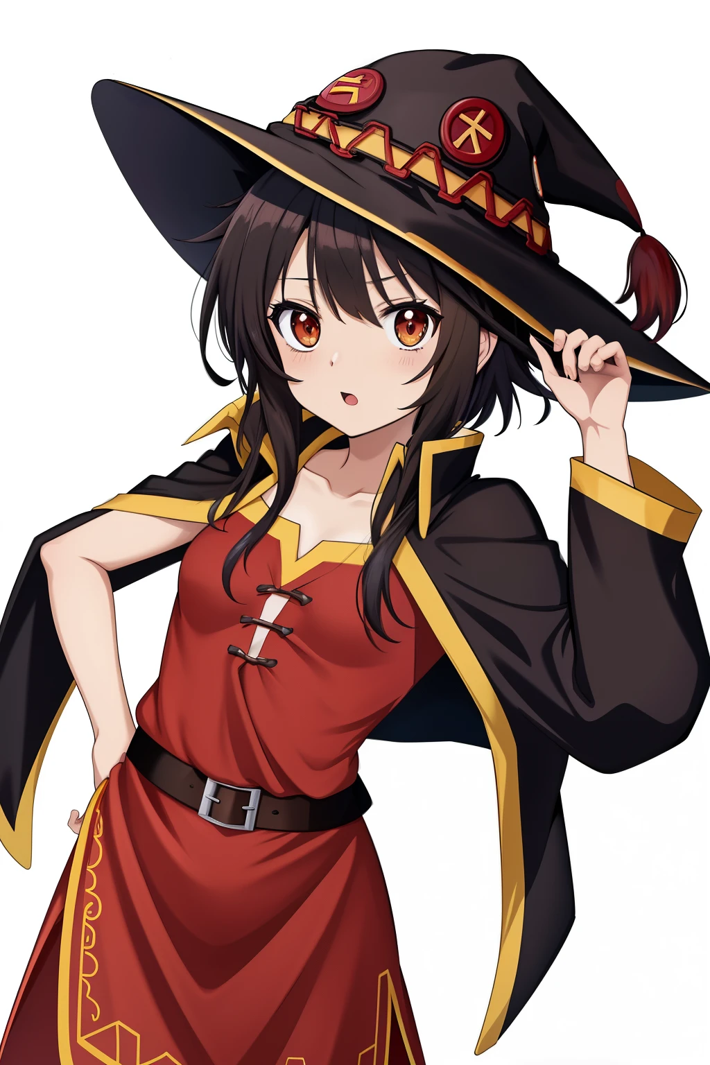 Chinese Kafuu, dizzy in the head, 8k, obra de arte, absurdos, corpo inteiro, Anime,Daigaku Jitome, vestindo a roupa da Megumin