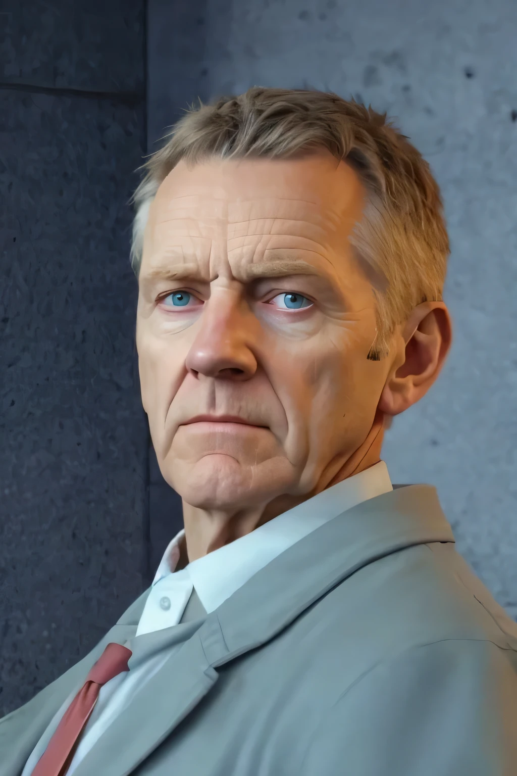 old man Arne Magnusson, from half-life 2, film still from half-life movie, dark grey haired man, still from half-life movie