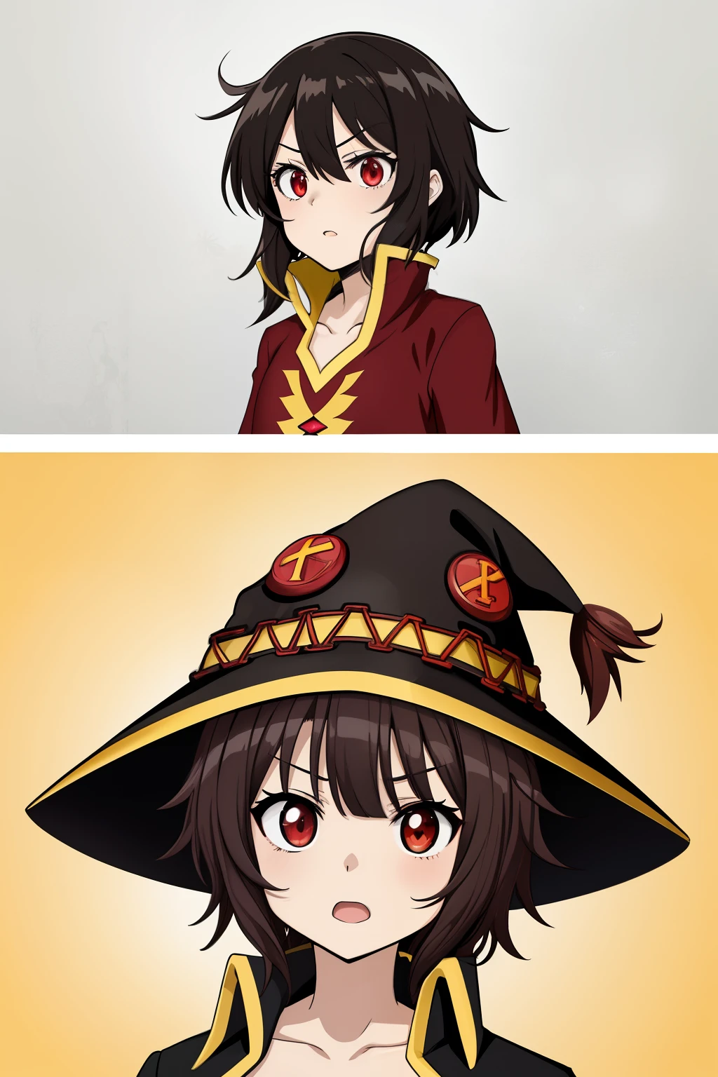 Chinese Kafuu, dizzy in the head, 8k, obra de arte, absurdos, corpo inteiro, red eyes, Anime,Daigaku Jitome, vestindo a roupa da Megumin