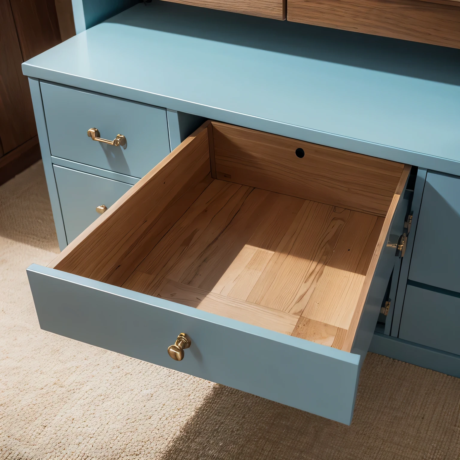 open drawer blank blue drawer