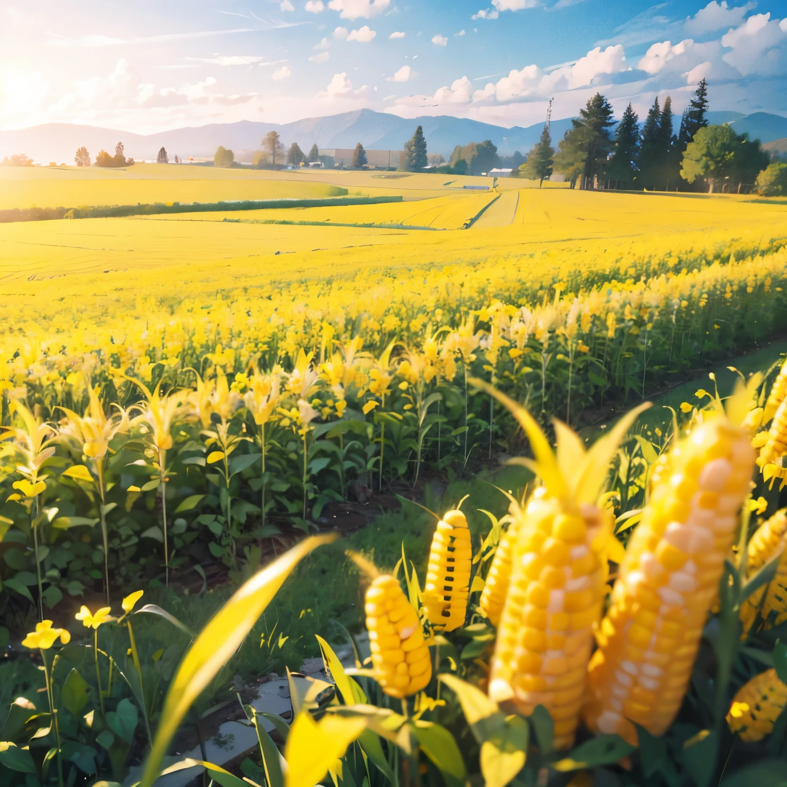 best quality, masterpiece, highres,corn field