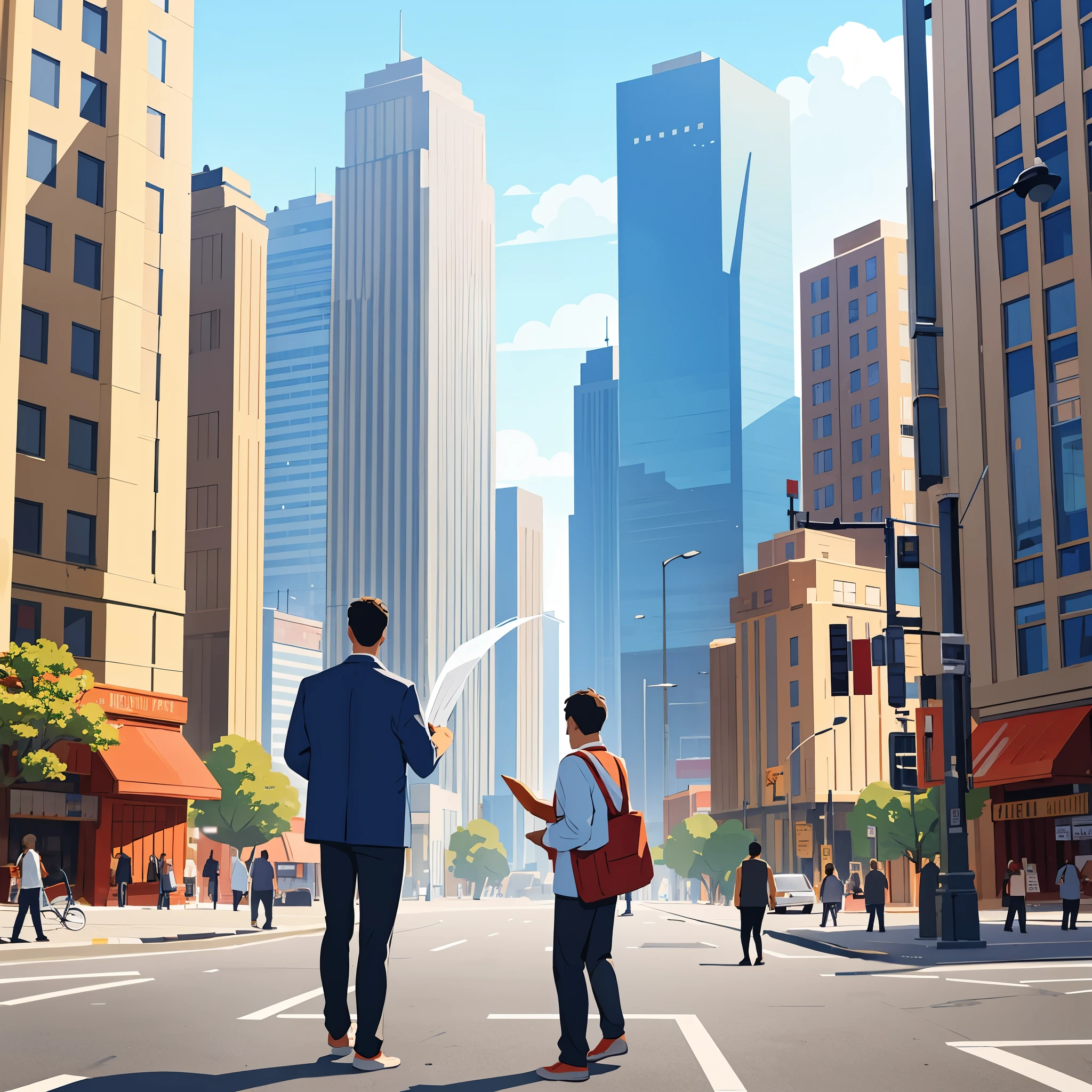 a man in a big city, people background, indonesia