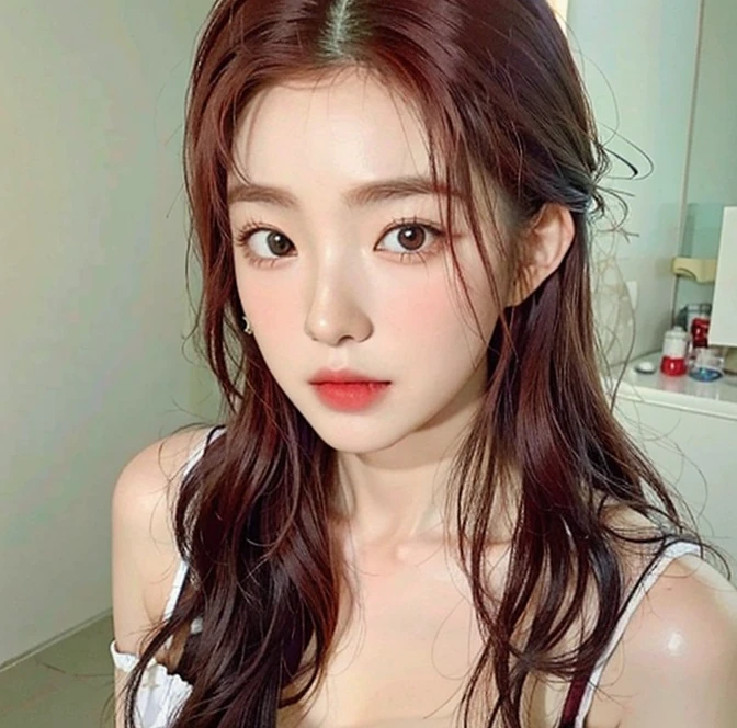 There is a woman with long red hair posing for a photo.., heonhwa choe, Bright crimson head, Jinyoung Canela, Hermosa mujer surcoreana, cabello rojizo, Parque Roseanne de Blackpink, muchacha coreana, Parque Ji Min, dilraba dilmurat, jaeyeon nam, hermosa joven coreana, Cabello rojo claro, Retrato Irene