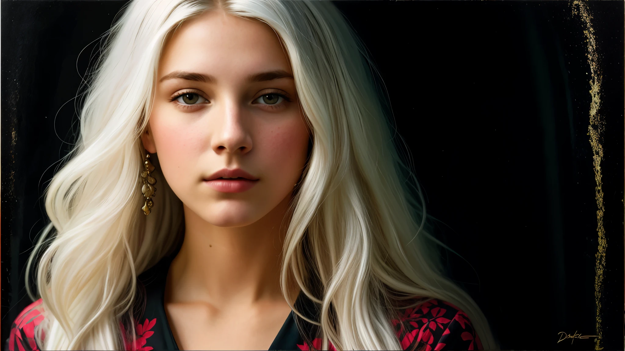 (front focus),(in the dark:1.6), Hyperrealist portrait of the female by David Hockney and Alphonse Mucha, fantasy art, photo-realistic, dynamic lighting, art station, poster, volumetric lighting, very detailed faces, 4 k, award-winning,, 1girl, in the dark, deep shadow, low key, cowboy shot,(official clothing:1.4), long hair, white hair,