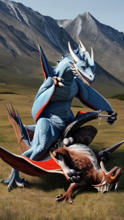 HD graphics，Detailed and realistic，high detal，high qulity，photo-realistic，photorealistic eye，Detailed paws，Masterpiece artwork，top-quality，32k，hyper HD, (((black feral wyvern, balls, black flared penis, feral dragon))) ,in field ((((flared penis, duo )))), ((((missionary position, on back, anal, excessive cum, legs up))))
