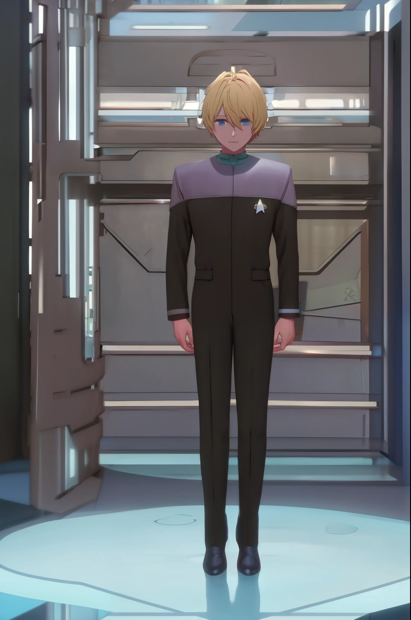 fullbody fullframe masterpiece, best quality, high quality,  hoshino_aquamarine, ds9st uniform