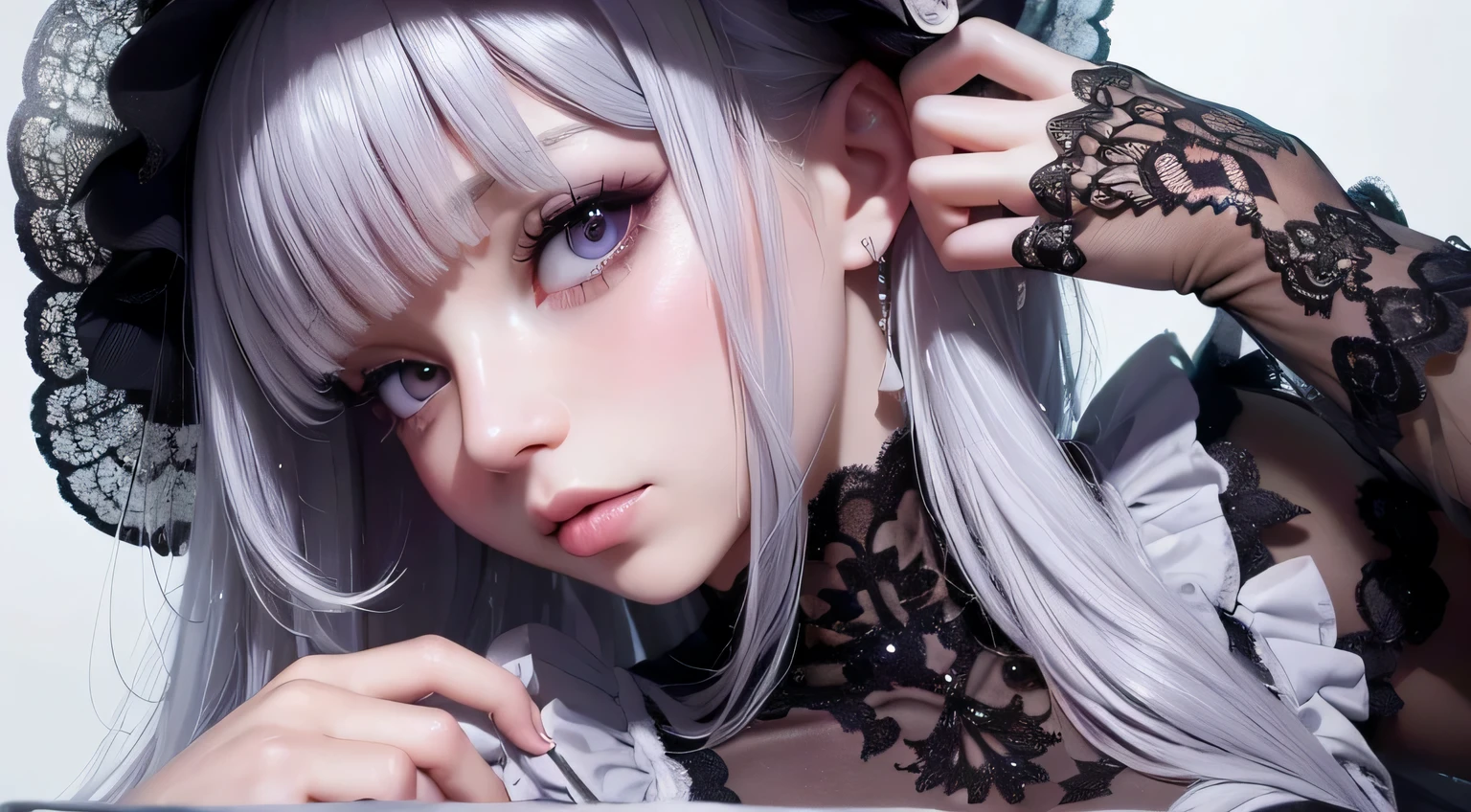 beautiful detailed eyes, beautiful detailed lips, highly detailed eyes and face, long eyelashes, Maid clothes, whole body, beautiful, Bright colors, soft lighting, fine texture,Blended with a complex rose background