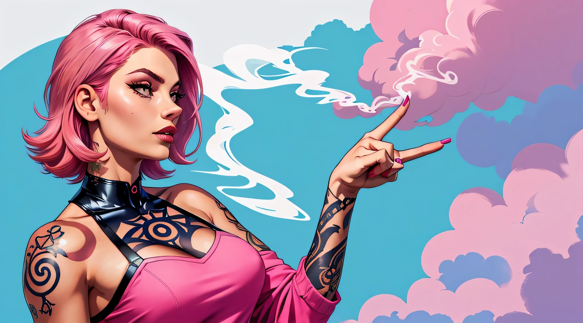 Background, In chic boho style, purple hair, Long Hair, super long hair, from back, Ice cream print, multi-colored neon lights, neon garlands, Pink lavender mint hair, mixed-language_SMS, Japanese graffiti, (beautiful and clear background:1.2),, fantastic paintings ,graffit style, olhos altamente detalhados , Underwear, lace, latex, blonde girl, Cat Print, tattoo, Loving, Love, ultra detailed hair, Masterpiece, Best Quality, hig quality, high-resolution, detail enhancement, ((most beautiful image in the world)), Masterpiece, Best Quality, hig quality, high-resolution, detail enhancement, ((most beautiful image ), Shiny pink degrade hair, ultra short fitted Stampa Flores, Rollers, tights in a mesh, Short denim shorts, art by stjepan sejic, art by j scott campbell, art by guillem march, art by citemer liu, 4k, high-resolution, comic book character, comic, high quality detailed, style of ::2.0 comix illustration style,tatoon style, hig quality, high-resolution, detail enhancement, 8K, HD, Best Quality, hig quality, high-resolution, detail enhancement, 8K, HDR, Sharp focus, Ultra Detailed, Perfect lighting, Curvy Body, Lush breasts, Curvy hips