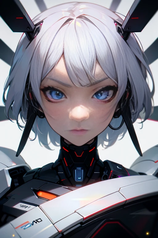 headshot of cyborg, complex patterns in eyes resembling the universe