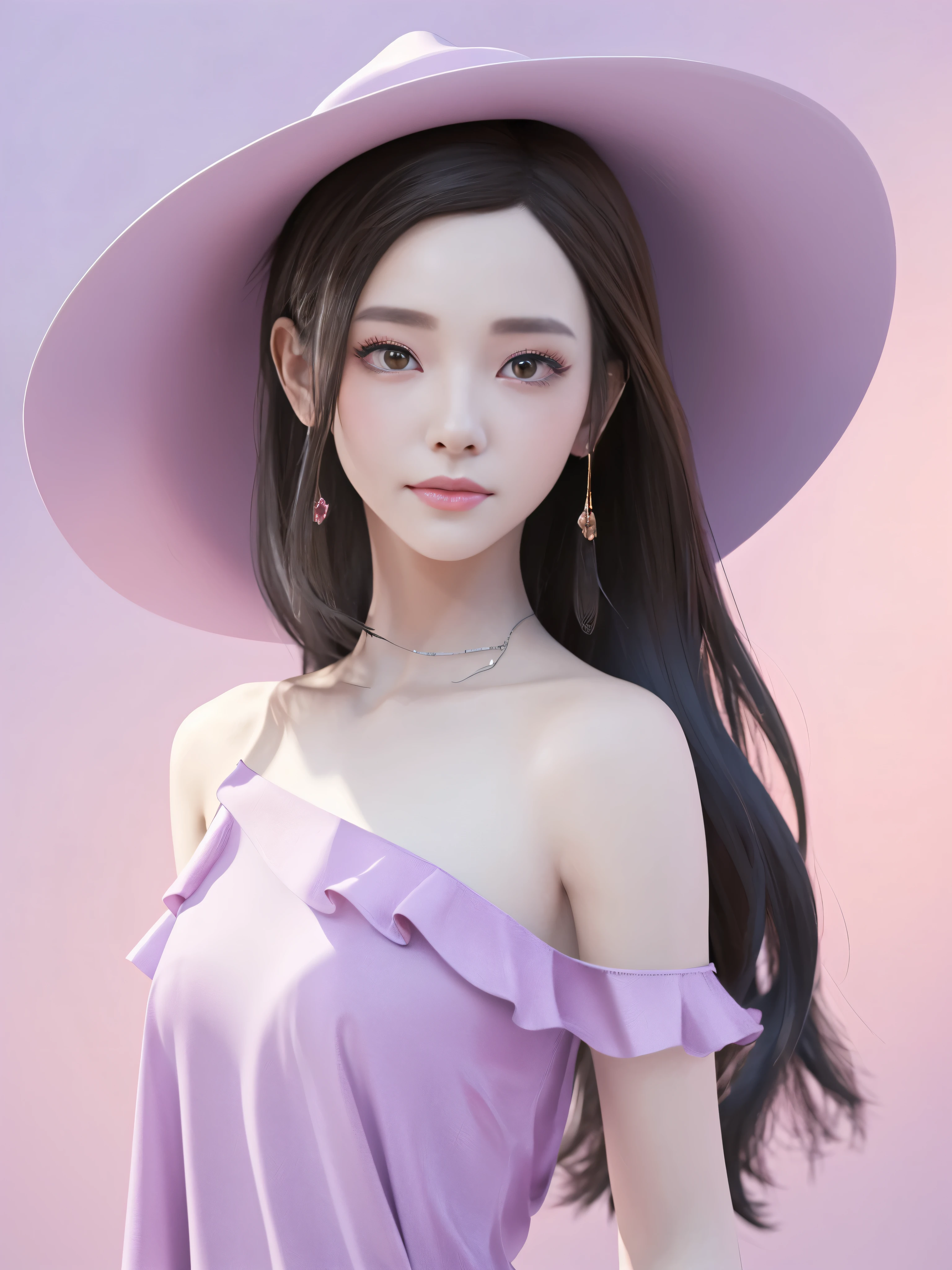 a close up of a woman wearing a hat and a dress, artwork in the style of guweiz, trending on cgstation, anime styled 3d, realistic anime 3 d style, render of a cute 3d anime girl, soft portrait shot 8 k, 3 d render character art 8 k, guweiz, smooth 3d cg render