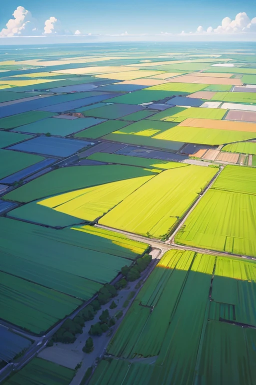 Realistic, real, beautiful and stunning landscape oil painting Studio Ghibli Hayao Miyazaki Petals Grassland Blue Sky Grassland Country Road,building,