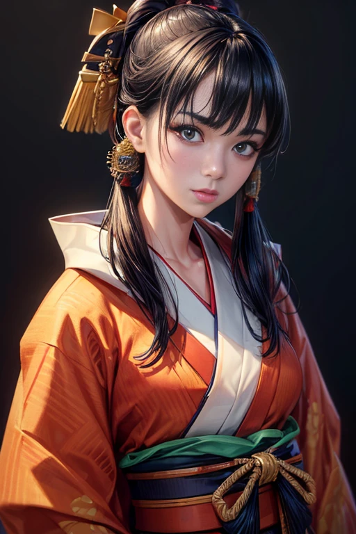 ((Top Quality, 8K, Masterpiece: 1.3)), Sharp Focus: 1.2, (Super Beautiful Face: 1.0), (Glossy Skin: 1.0), Realistic Photos, Black Hair, Realistic Pupils, Movie Lighting, Highly Detailed Eyes and Face, Movie Lighting, (Cowboy Shot: 1.0), (kimono, hakama, obi: 1.15), (Korean Cute Actress), in nature, classic kimono,