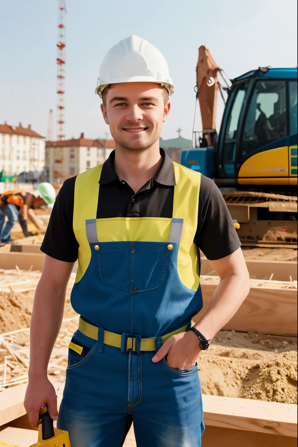 rich attractive happy slovak Construction site worker