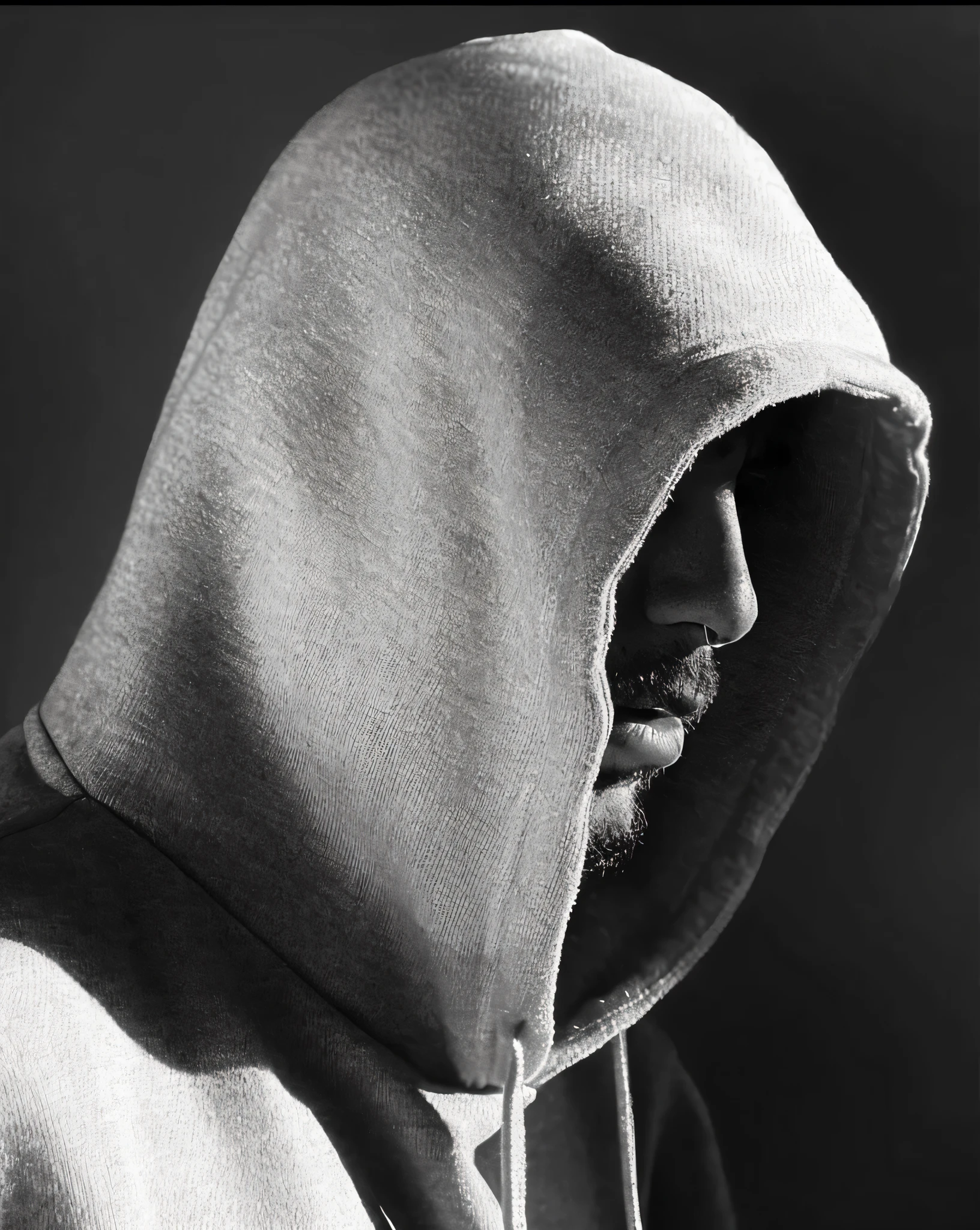 faaris azura in a hooded sweatshirt looking at his cell phone, in a hoodie, in a hood, like a catalog photograph, wearing a hood, wearing a hoody, wearing a hoodie, hood and shadows covering face, hooded figure, detailed portrait shot, high detail portrait photo, wearing hoodie, hooded, portrait of faaris azura, clothed in hooded