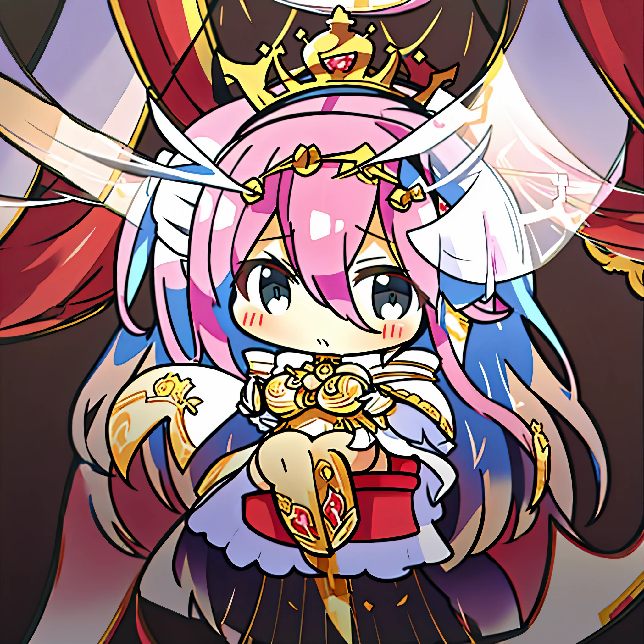 wedding veil, detailed long hair, hime cut, large breasts, wedding bouquet, pink hair, masterpiece:1.2, best quality, detailed and beautiful, a close up of a person sitting on a chair with a sword, sitting in a gilded throne, sitting on golden throne, sitting on obsidian throne, sitting on intricate throne, sitting on throne, sitting on her throne, sit on throne, sitting on a throne, sitting on an ornate throne, sitting on a golden throne, appears as the fire goddess