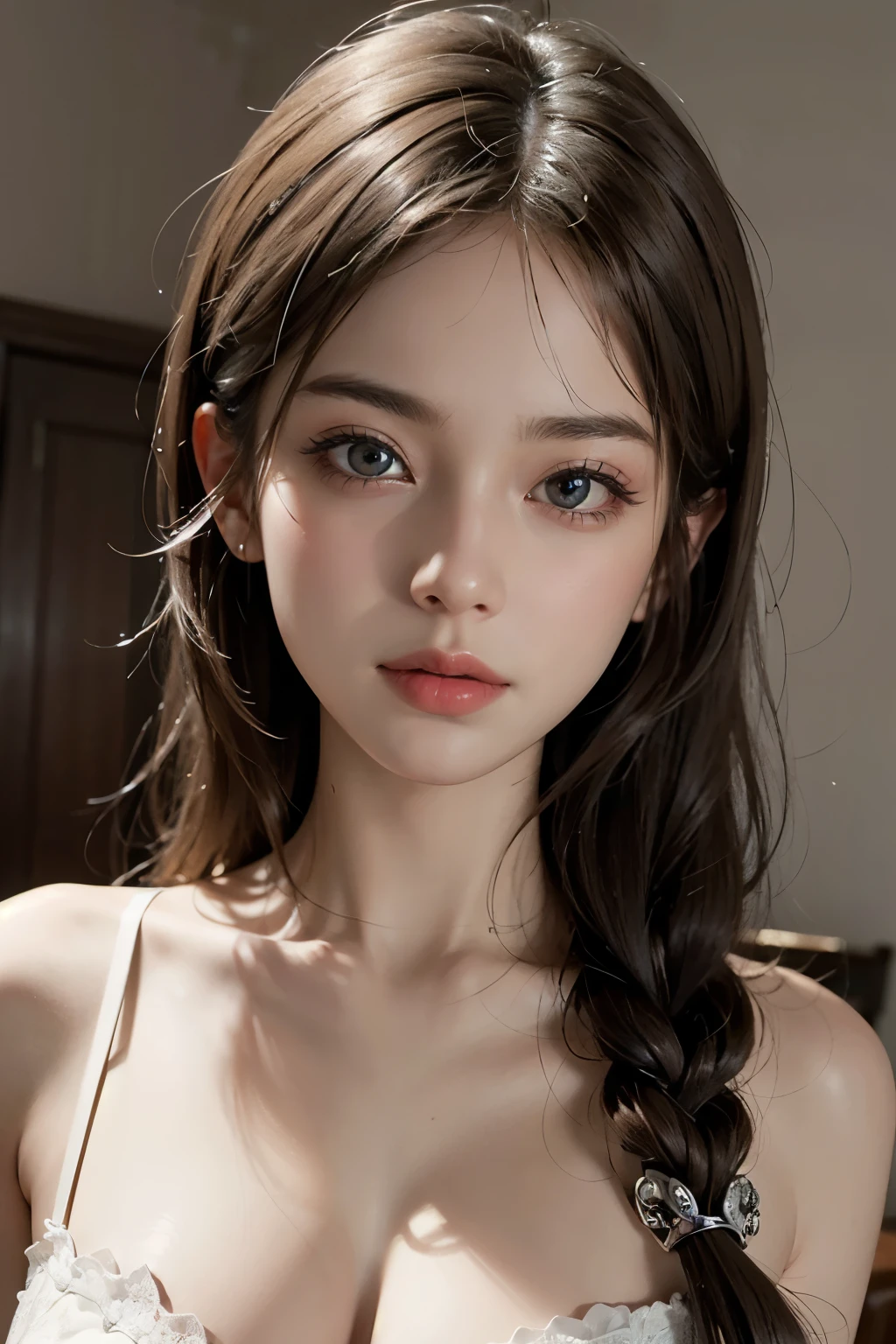 （Hyper Real）， （illustratio）， （A high resolution）， （8K）， （The is very detailed）， （Most Best Illustration）， （美丽细致的眼睛）， （best qualtiy）， （Super detail）， （tmasterpiece）， （Desktop wallpapers）， （Detailed face），Sexy bikini，（abstract backgrounds：1.5）（1girll：1.3），Bigchest，fox ear，long  white hair，long whitr hair，mistic，Kamimei