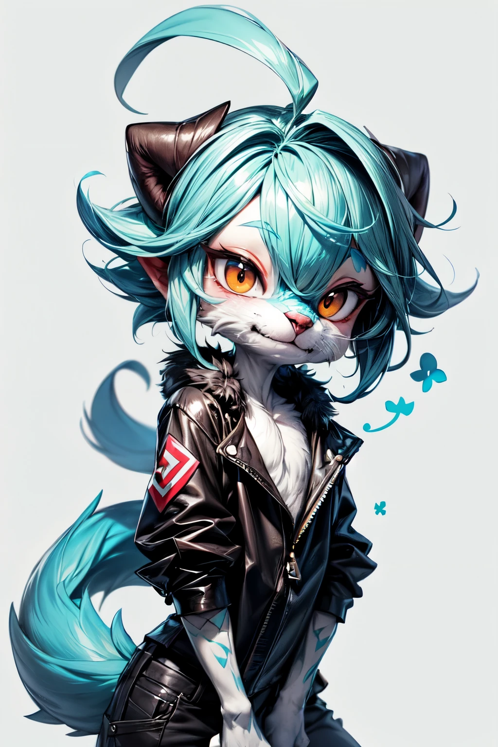 FANTZ MONSTER DESIGN, a cute furry male creature with hair made out of style-nebmagic, chibi style, super adorable,