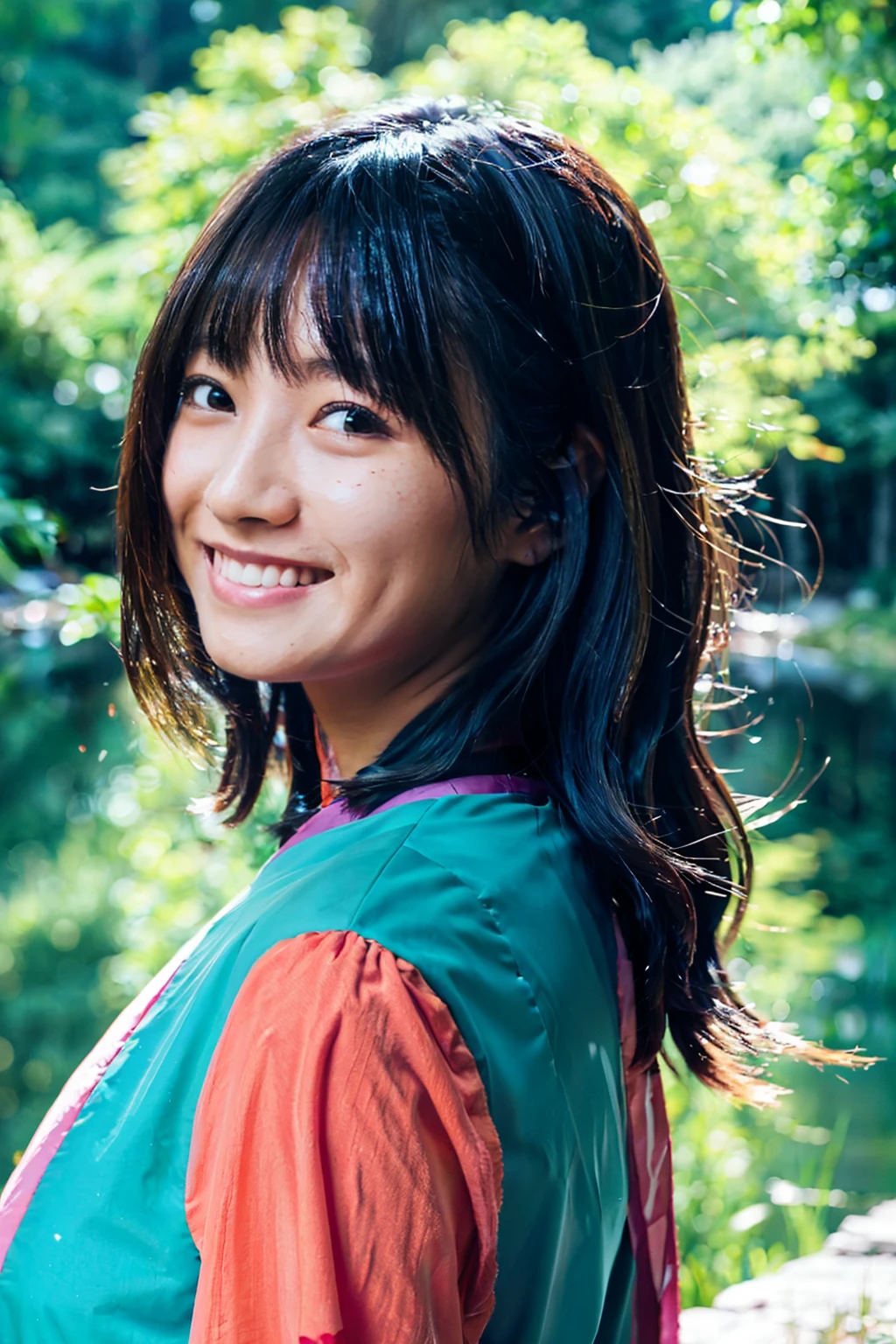 A full color portrait of a 20 year old cute japanese woman,wearing green sweater, jammed auto show, <lora:epiNoiseoffset_v2:1>, shy, epic character composition,by ilya kuvshinov, alessio albi, nina masic,sharp focus, subsurface scattering, f2, 35mm, film grain <lora:uehara:1>