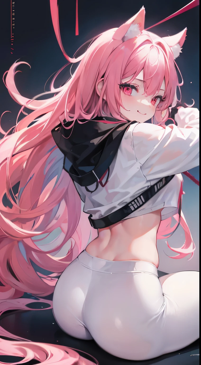 teenage girl,crop top,hot pants,Queen,Shake ack view,Cord,bondage,red eyes,No underwear,pink hair,big ass,playful,stick out your tongue,Smile,sweat,secretion,raised buttocks,love,soaking wet,Cat ear,transparent,bend over,lace,crawling on all fours