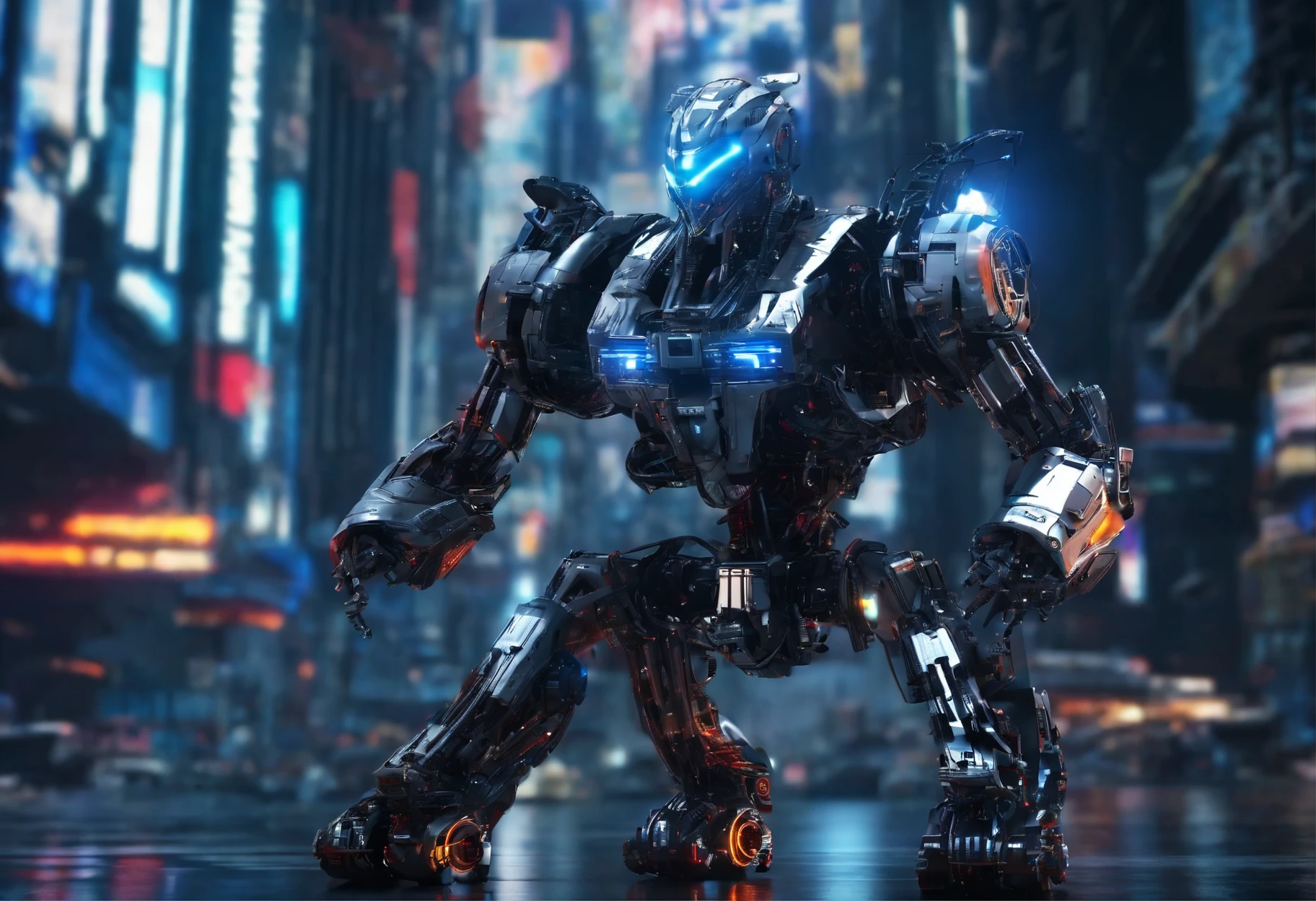 (best quality, 8K, masterpiece :1.2), Surreal, cyberpunk, on a mountain, An exquisite Lamborghini Terzo, Speeding on the highway, (facing the audience), blue skyscrapers in background, night,