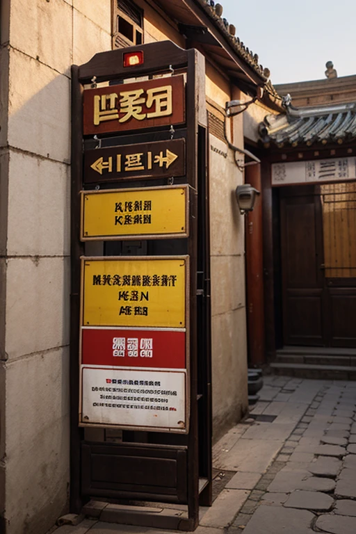 Make a vertical outdoor guide sign，Adopt the old Beijing courtyard style