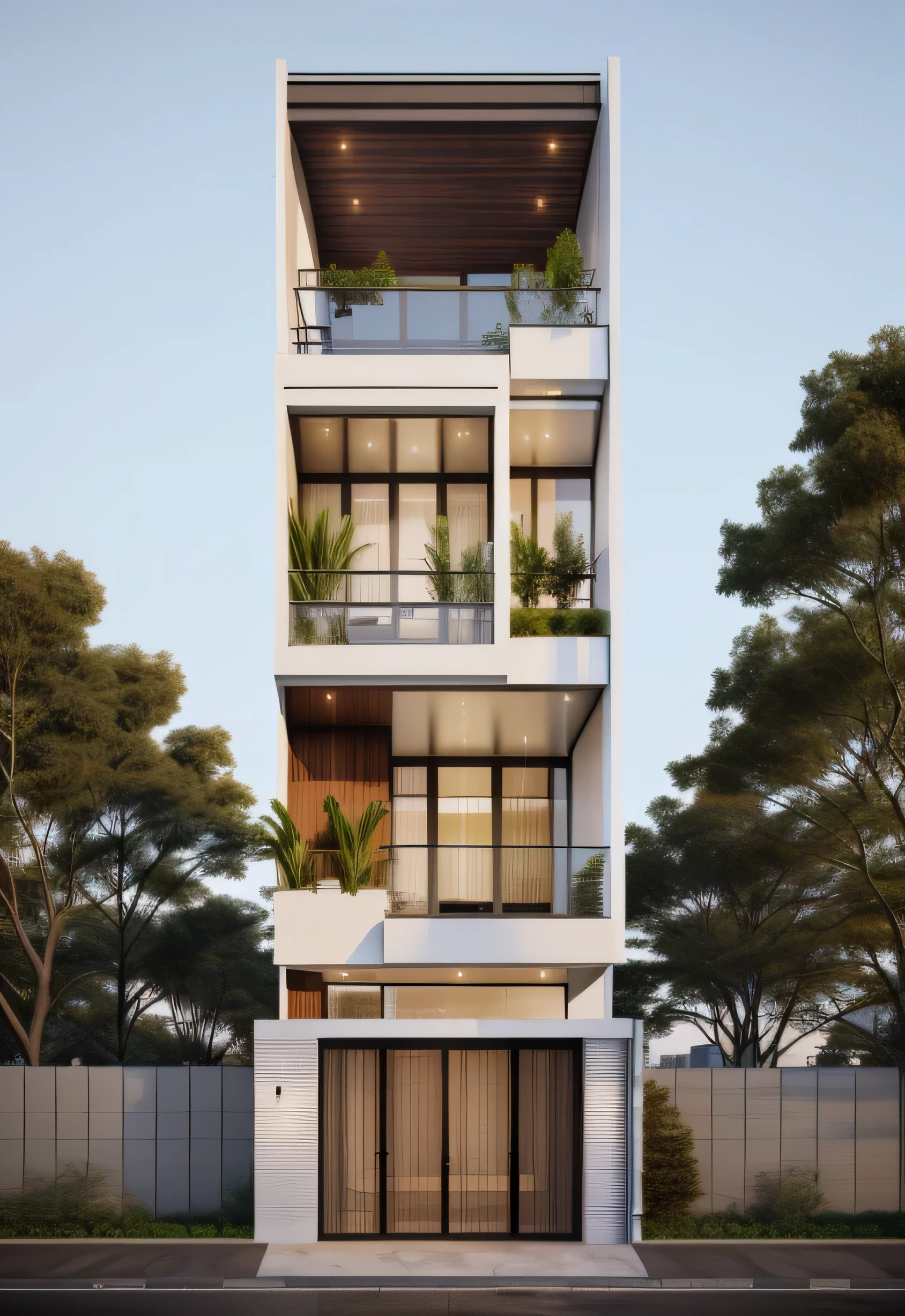 rendering of a modern residential townhouse, professional render, wide angle exterior 2023, highly detailed render, high quality rendering, realistic render, architectural render, high-quality render, detailed rendering, hyper-realistic render, hyper - realistic render, very realistic 3 d render, high render, realistic rendering, very realistic render