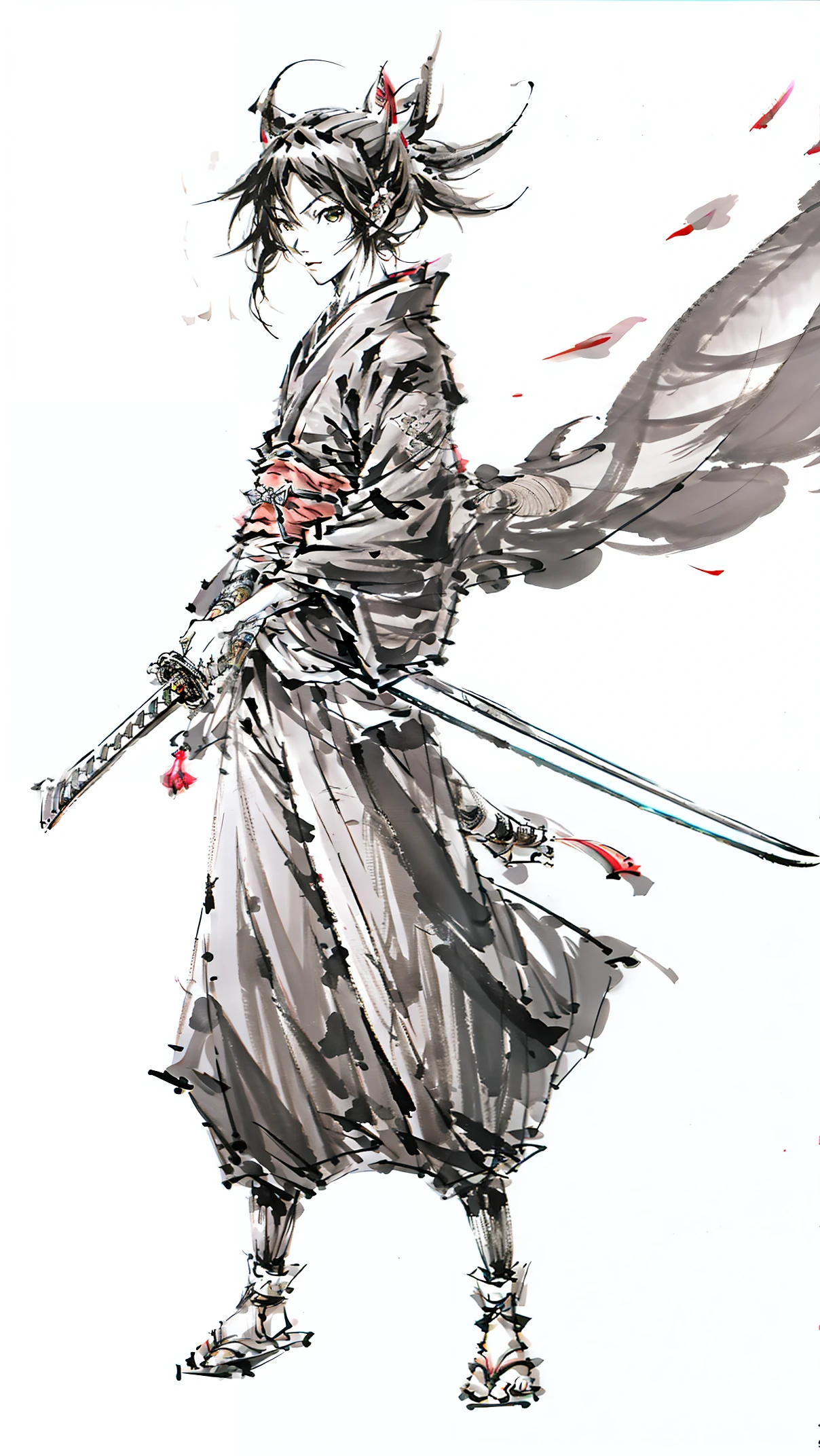 samurai,Obi sword,whole body,master piece,highest quality,ultra high resolution,4K,Super detailed,8K