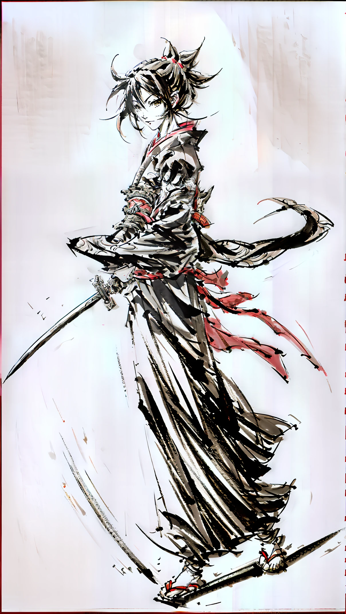 samurai,Obi sword,whole body,master piece,highest quality,ultra high resolution,4K,Super detailed,8K