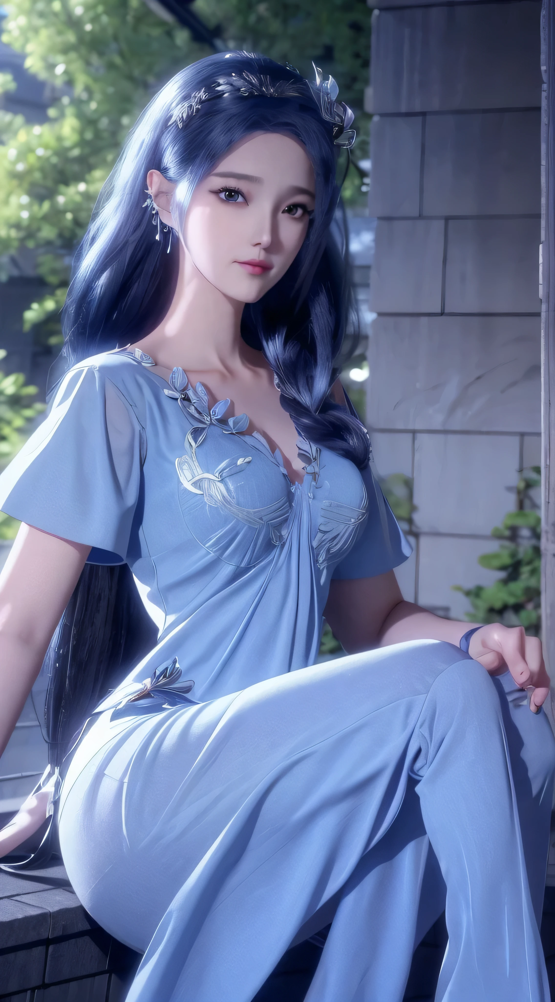 German woman in blue dress sitting on the windowsill, Cute anime waifu wearing nice clothes, Popular topics on cgstation, 8k high quality detailed art, Anime barbie doll dressed in white, Very detailed and beautiful fan art, Very detailed artgerm, squatting anime girl, flowing magic robe, Beautiful anime woman, wopsonsakimicchan