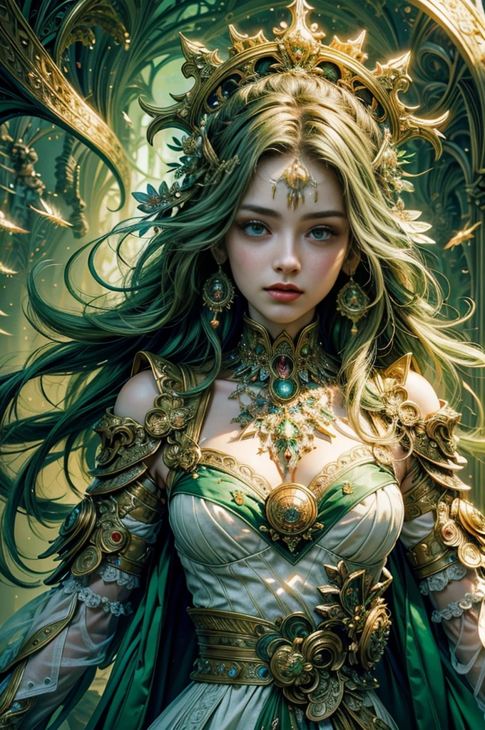 ((best quality)), ((masterpiece)), ((realistic)), Medusa, full body, the hair is composed of countless small snakes, green eyes, female face, metal carved top, royal aura, trend on artstation , sharp focus, studio photo, intricate detail, very detailed, detailed eye, illustration, very detailed, sharp focus, digital render, professional, 4k