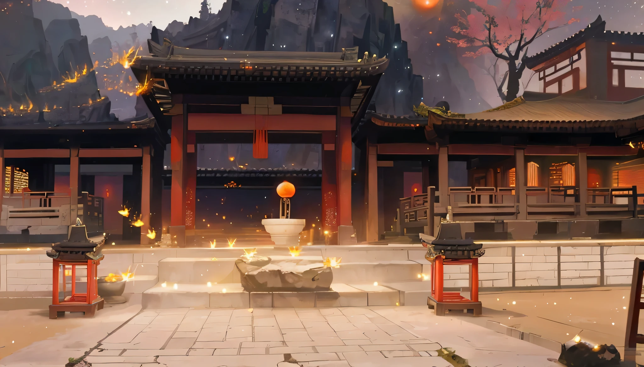 official art, ancient China, ancient street, (Lots of fireflies), (night), (moon), lamp, Beautiful scenery, epic scenery, 逼真的lamp光, masterpiece, high quality, Beautiful graphics, high detail, global illumination, Unreal Engine Rendering, octane rendering, (human development report:1.3)