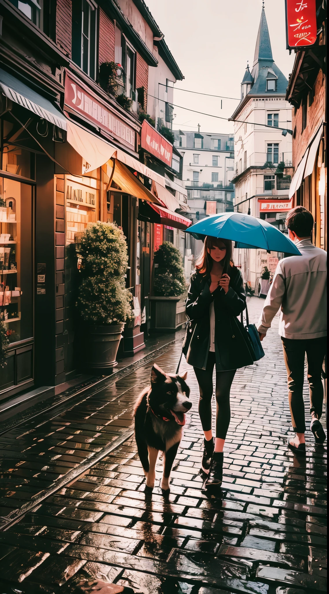 (best quality,4k,8k,highres,masterpiece:1.2),ultra-detailed,(realistic,photorealistic,photo-realistic:1.37),portraits,masterpiece,beautiful girl walks on a London street,city life,curly hair,flowing dress,graceful steps,vibrant atmosphere,classic architecture,bustling crowd,street musicians,colored umbrellas,romantic evening,soft sunlight,old cobblestone road,lively expressions,ethereal beauty,crisp air,busy shops and cafes,carved stone facades,iron lampposts,delicate lace accents,colorful shop windows,charming storefronts,lively chatter,glimmers of laughter,dynamic street art,unexpected encounters,fashionable passerby,flowing riverside,nostalgic vibes,graffiti murals,hidden gardens,neon lights,glowing storefronts,enchanted atmosphere,friendly pets,distant city skyline,rain-kissed pavements,whispering trees,gentle breeze --auto --s2