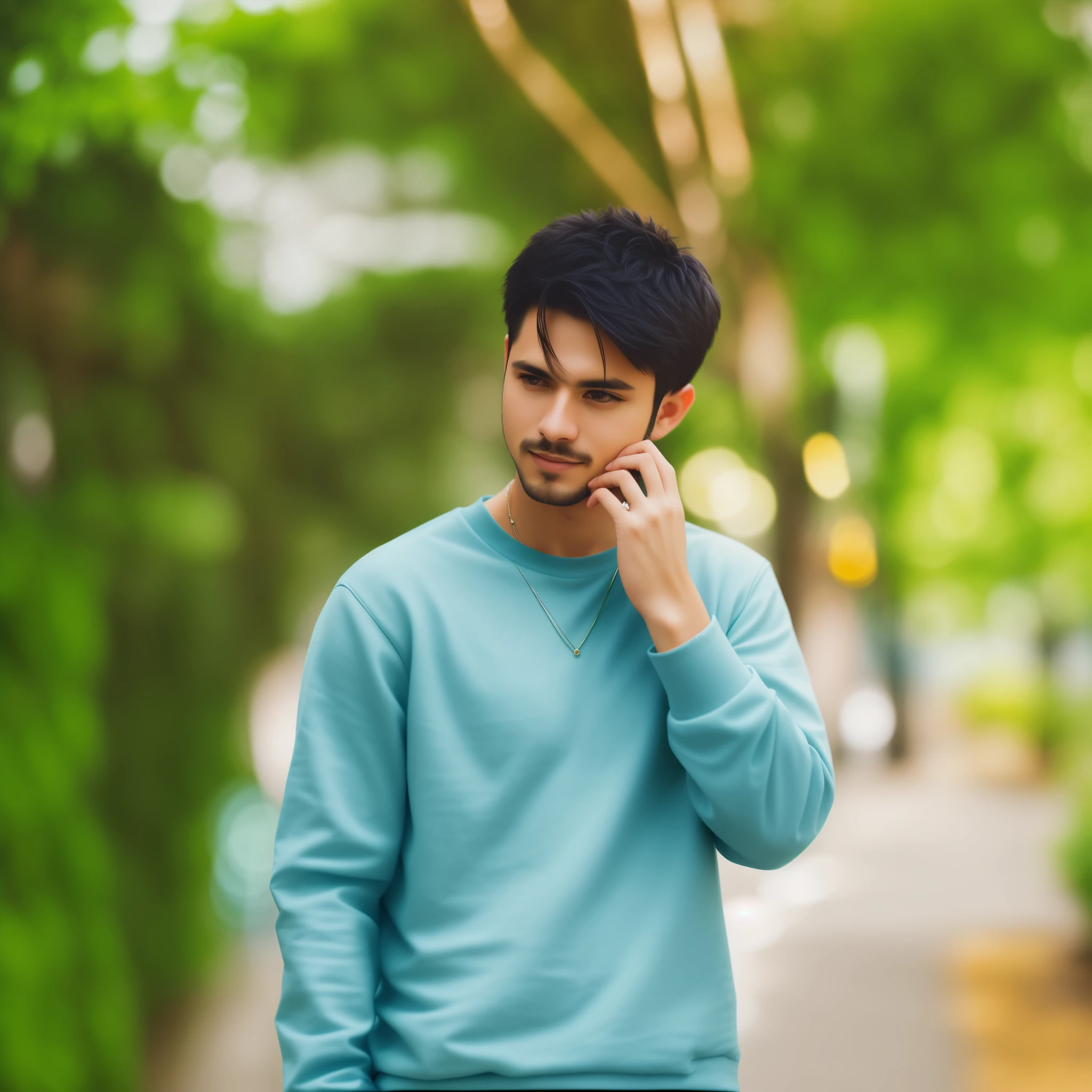 Realistic Bokeh portrait blur background