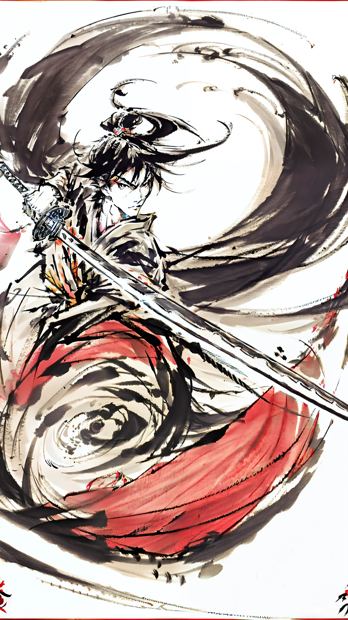 samurai,Sword,Japanese sword,whirlwind,master piece,highest quality,ultra high resolution,Super detailed,8K