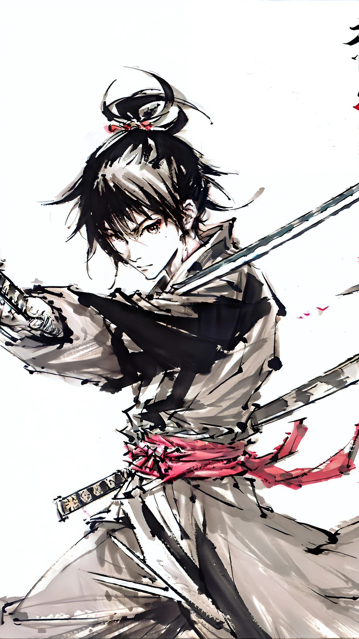 samurai,upper stance,Japanese sword,master piece,highest quality,ultra high resolution,Super detailed,8K