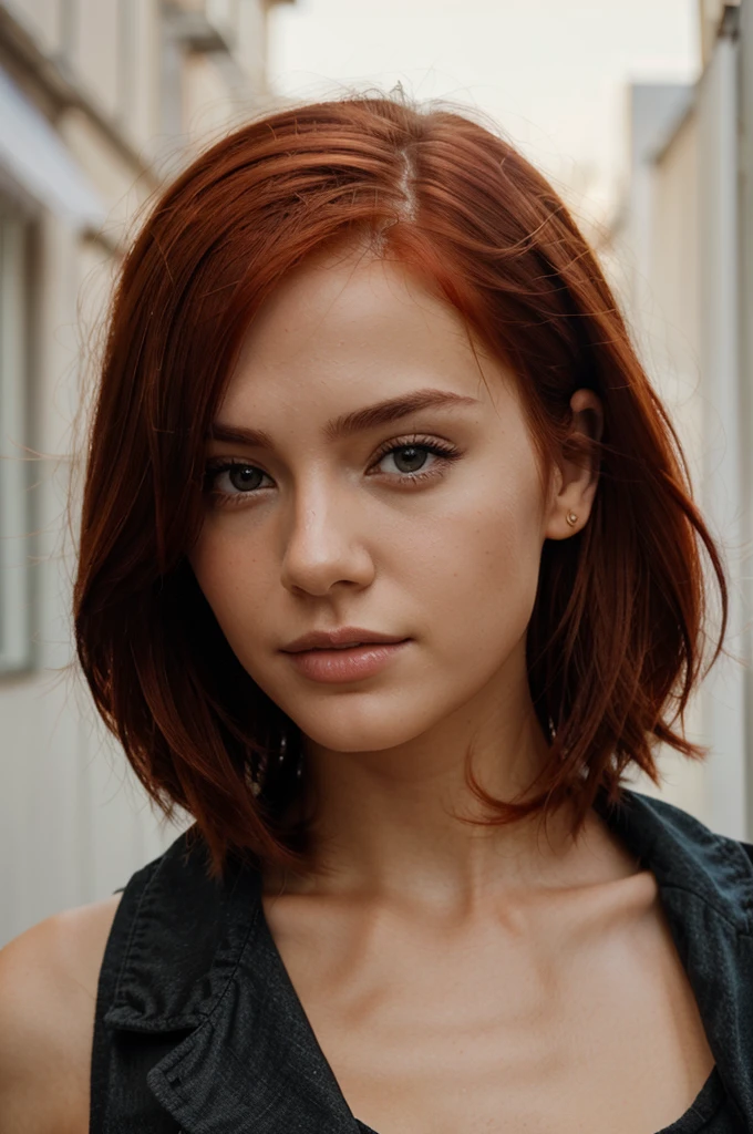 photo of a young woman with red hair, headshot, instagram