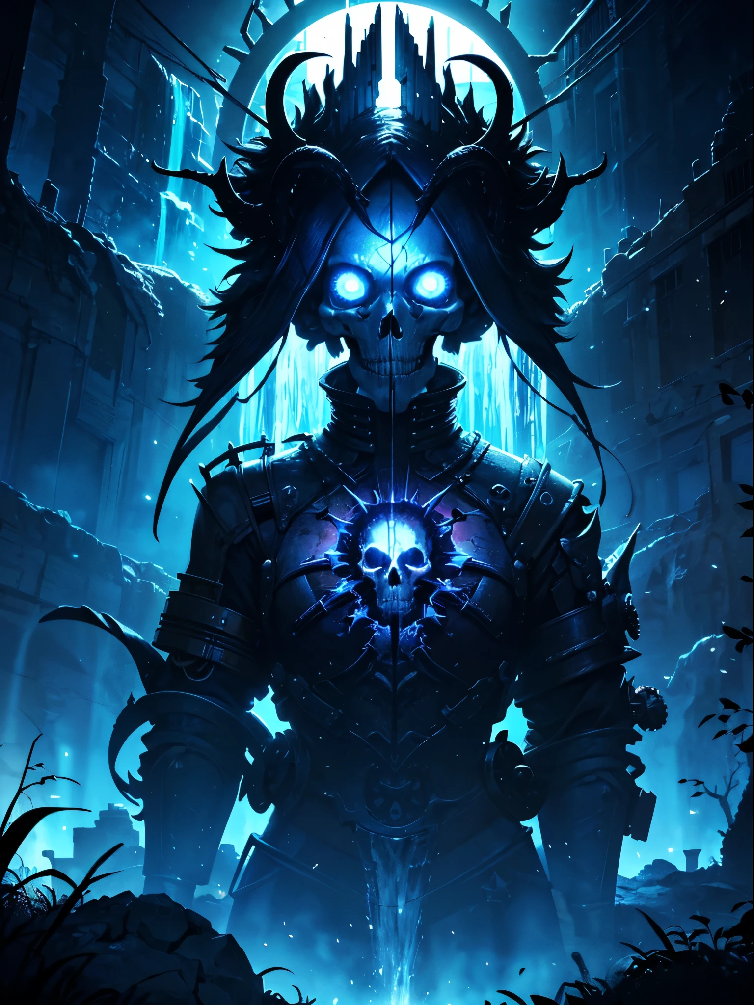 damage pixel artist city style,(Best picture quality, 4K, 8K, High resolution, Masterpiece: 1.2), ultra detailed, realistic: 1.37, a close-up of the head of a metal skull, an altar composed of abstract twisted roots pulling a very large (mysterious skull made of metal), glowing eyes, a spooky waterfall above the skull, (rainbow, rainbow around the skull), full of energy, circular composition illustrates the effects of various structural forces, alone, (steampunk decorative elements, gear, and other elements). Pointers, chainantastic decorative combinations,