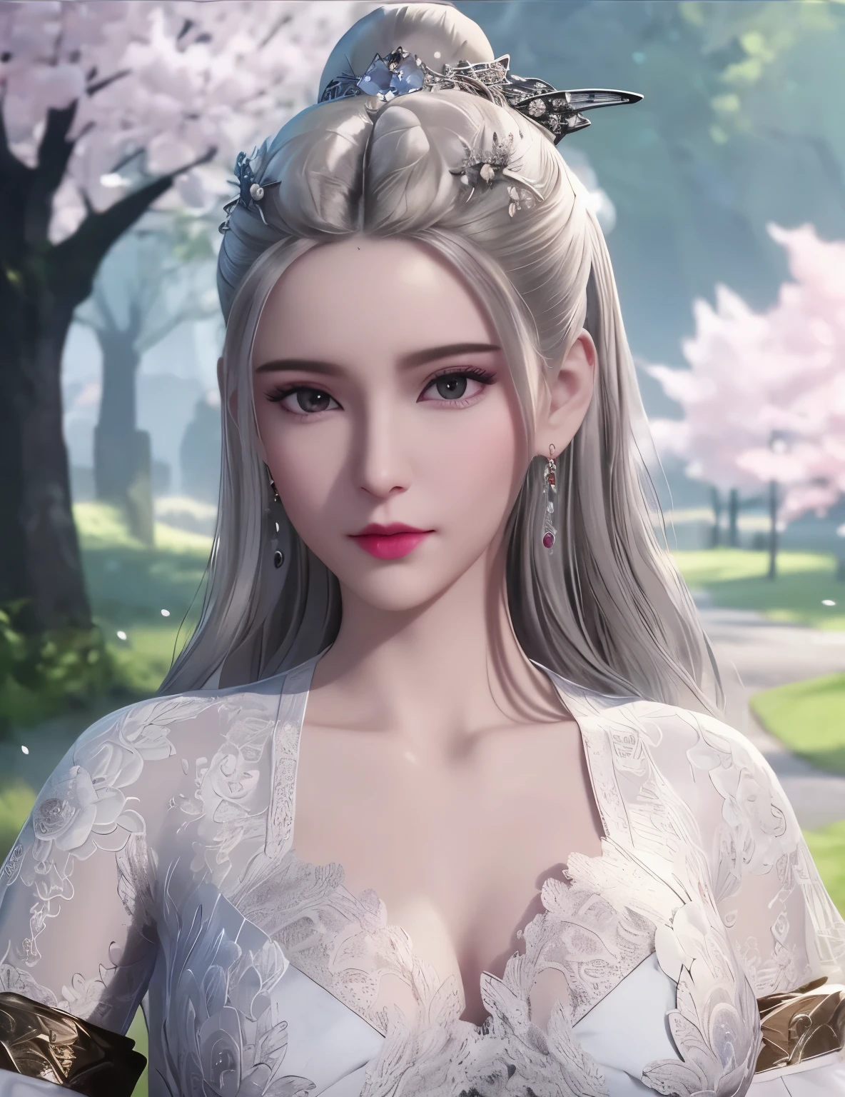 ultra realistic 8k cg, flawless, clean, masterpiece, professional artwork, famous artwork, cinematic lighting, cinematic bloom, perfect face, beautiful face, fantasy, dreamlike, unreal, science fiction, lace, lace trim, lace-trimmed legwear, luxury, jewelry, diamond, gold, pearl, gem, sapphire, ruby, emerald, intricate detail, delicate pattern, charming, alluring, seductive, erotic, enchanting, hair ornament, necklace, earrings, bracelet, armlet,halo,autumn,
(,1girl, pov,best quality, ) , (,1girl, solo, large breasts, looking at viewer, cherry blossoms, )