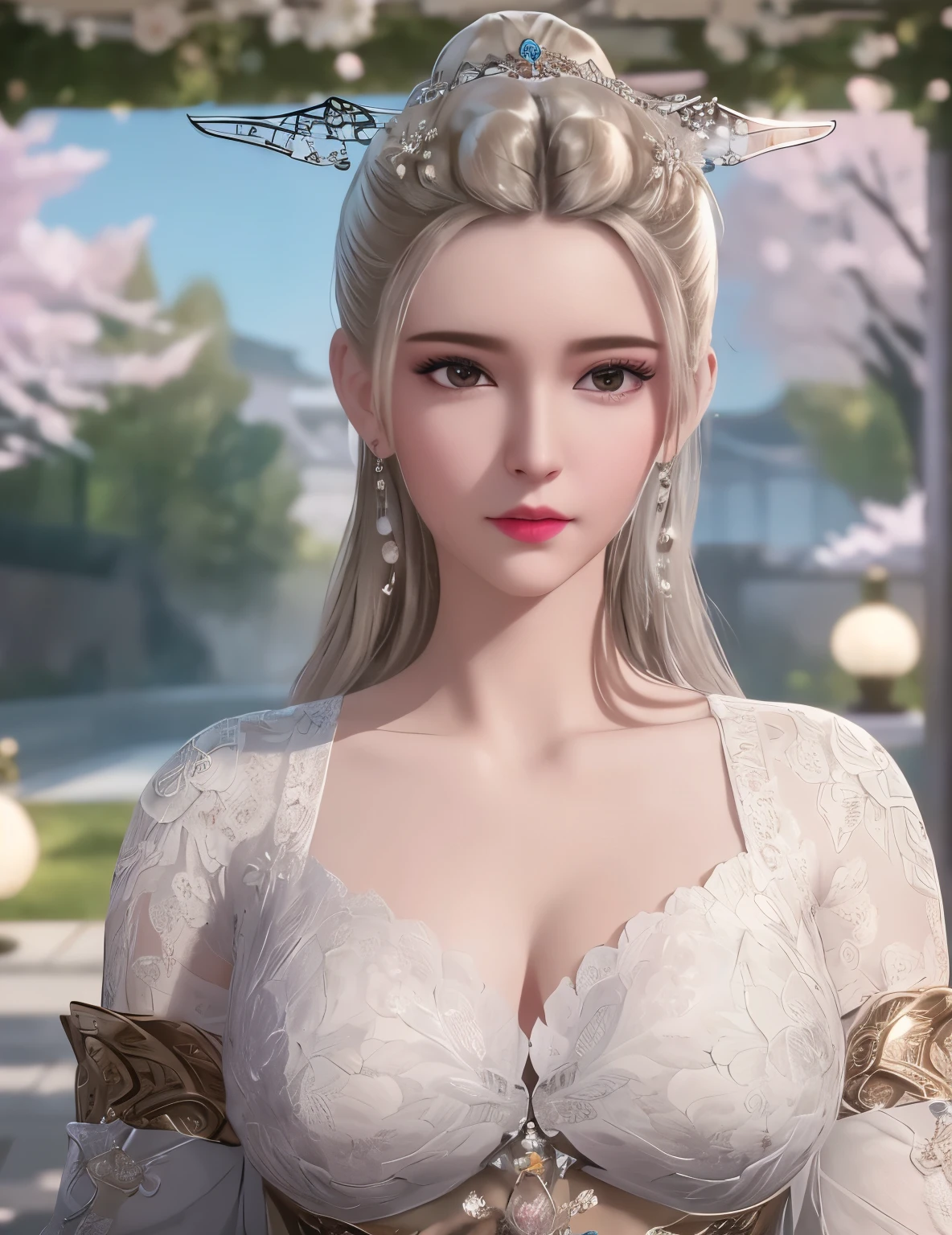 ultra realistic 8k cg, flawless, clean, masterpiece, professional artwork, famous artwork, cinematic lighting, cinematic bloom, perfect face, beautiful face, fantasy, dreamlike, unreal, science fiction,   lace, lace trim, lace-trimmed legwear, luxury, jewelry, diamond, gold, pearl, gem, sapphire, ruby, emerald, intricate detail, delicate pattern, charming, alluring, seductive, erotic, enchanting, hair ornament, necklace, earrings, bracelet, armlet,halo,autumn,
(,1girl, pov,best quality, )  , (,1girl,  solo, large breasts, looking at viewer,  cherry blossoms,     ) 