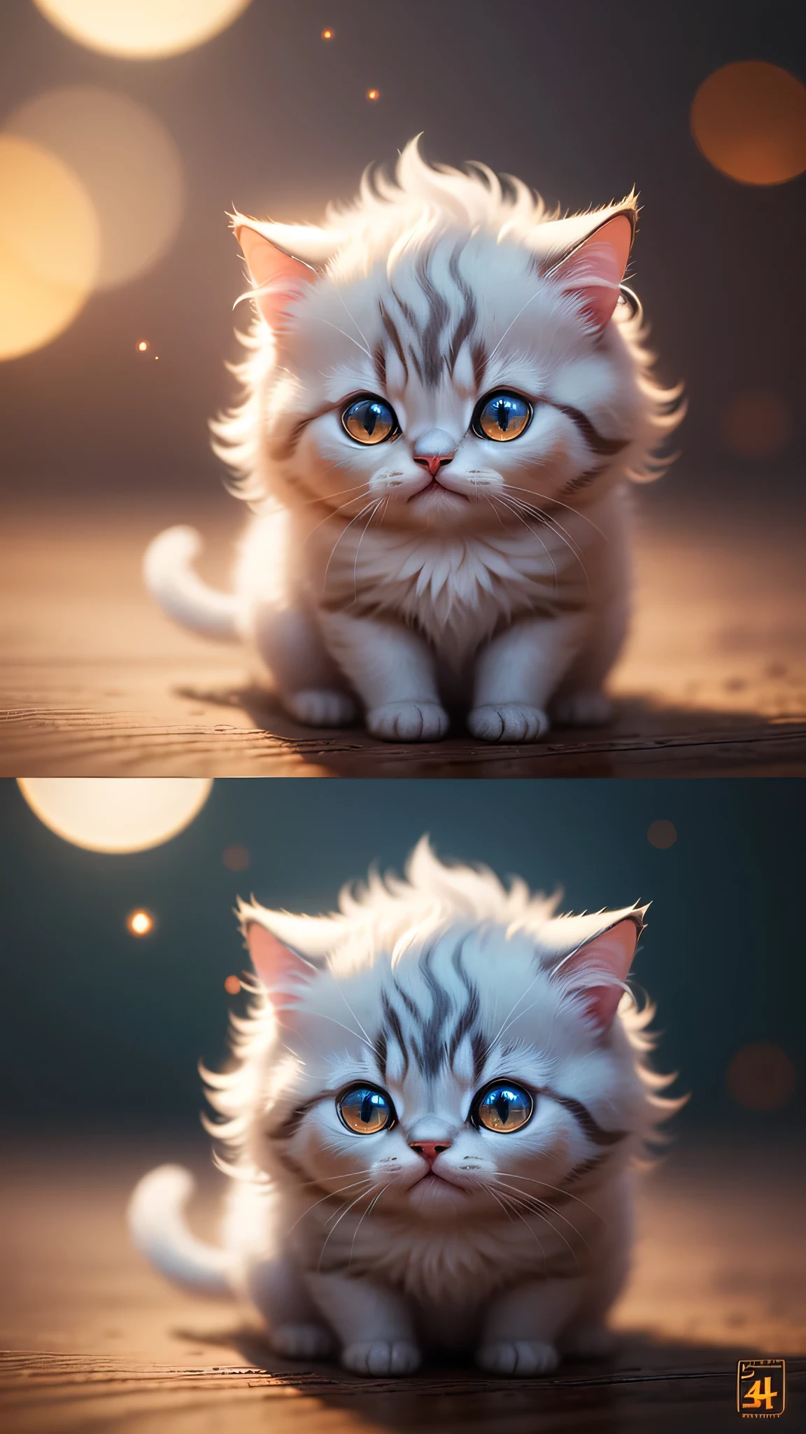 cute little surreal cat、Munchkin、Little、adorable fluffy、cinematic lighting effects、Charming、very cute、fantasy art、Bokeh、digital painting、soft lighting、4K resolution、 photorealistic rendering、very detailed、a realistic masterpiece、professional photography、