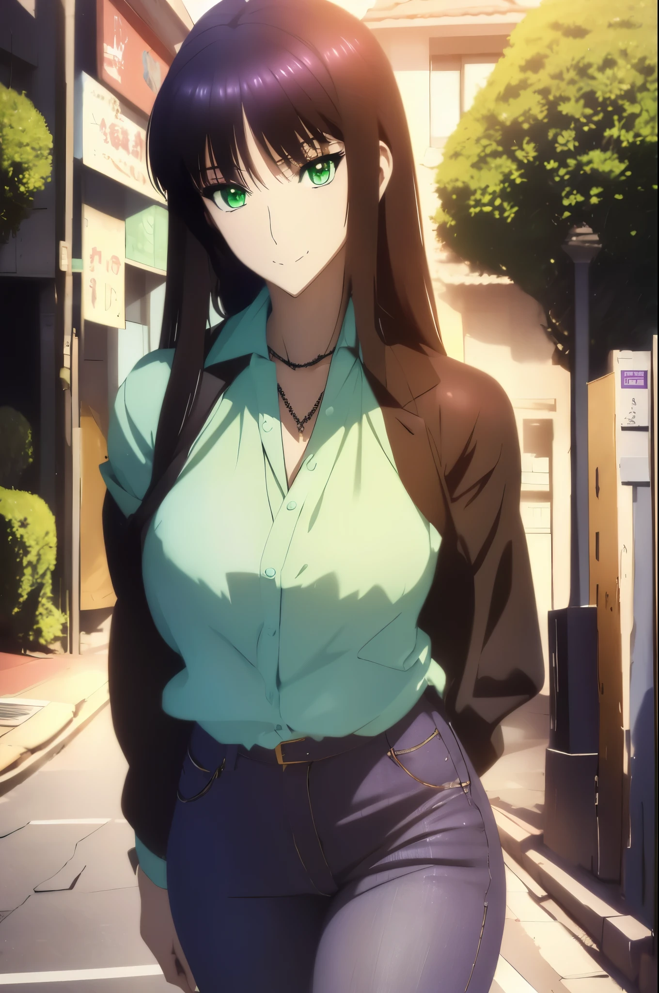 HDR, Super detailedなイラスト, highly detailed face, RAW photo, film grain, Are standing,connect UHD and 8K, 長い赤紫髪と緑の目をしたanime girl,anime moe art style, 若いanime girlの接写, Smooth anime CG art,beautiful anime high school girl, anime moe art style, surreal high school girl, Seductive anime girl, anime girl, 魅力的なanime girl, surreal high school girl, anime girl,8K UHD, High resolution,Very detailed CG, high quality shadows, Detail beautiful delicate face, ディテール美しいdelicate eyes,BREAK is(Highly detailed 8K wallpaper),(Highly detailed CG 8K wallpaper),Makima-san (chainsaw man),Scathach (fate/grand order),Reika Shimohira ,high resolution,Very delicate and beautiful CG illustration,highest quality,realistic skin feel,realistic fabric,realistic texture,(((muste piece))), (((best quality))),8K,At 32K,masterpiece,beautiful attractive anime woman,Super fine,Super detailed,High resolution,surreal high school girl,master piece, best quality, high quality, High freshness, high quality texture, high quality shadow, high detail,fine details,1 girl,high school student,solo,Soio,Only one person,Alone,There is only one person,That kind of thing,Adult-like atmosphere,beautiful long legs,beautiful breasts,beautiful thighs,toned legs,Beautiful leg lines,thin waist,mature body girl,reddish purple hair,reddish purple hair,purple hair,cassis colored hair,silky smooth hair,colorful hair,straight hair,shy smile,A happy smiling face,lively look,cute smile,cool beauty,Beautiful woman,handsome face, beautiful realism,temptation expression,bewitching face,calm expression,beautiful hair,smile,colorful eyes,green eyes,jade eyes,beautiful eyes,bright eyes,delicate eyes,jewel-like eyes,jade eyes,bulging eyes,(green eyes:1.5),captivating face,8 head body,height:171cm,彼女は首にnecklace身に着けています,necklace,beaded necklace,magatama accessories,smile,colorful eyes,green eyes,jade eyes,beautiful eyes,bright eyes,delicate eyes,jewel-like eyes,jade eyes,bulging eyes,(green eyes:1.5),captivating face,model photos,, Tachi-e, high detail, modern art, romanticism, Realism, hyper realism, cinematic lighting, ray trace, Fuji color, bust shot, 8K, super detail, curate, best quality, 16 km race,outdoor,bustling street,black turtleneck,blue pants,jeans,blouson,private server,winter,stroll,walking,cowboy shot,winter jackets,