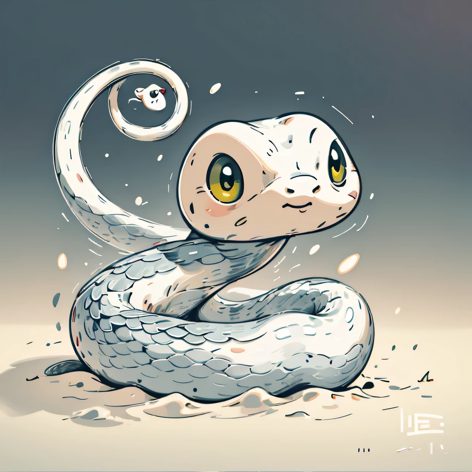 there a white snake with a big smile on its face, snake art, Lovely数字绘画, Lovely detailed digital art, Lovely digital art, snake, snake body, snake human hybrid, by Zha Shibiao, highly detailed snake, Lovely artwork, Beautiful digital artwork, Lovely! c4d, A beautiful artistic illustration, digital painting art