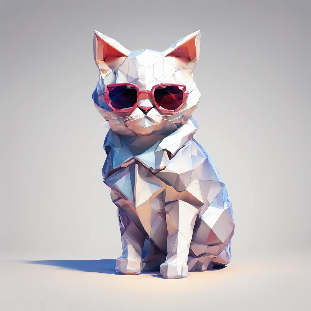 Perfect alignment, Cute little cat wearing a jacket，crystal vases，Rose flower, Wearing sunglasses, cheerfulness, Standing position, Abstract beauty, Centered, Looking at the camera, Facing the camera, nearing perfection, Dynamic, Highly detailed, smooth, Sharp focus, 8K, high definition resolution, illustration, Art by Carne Griffiths and Wadim Kashin, White background