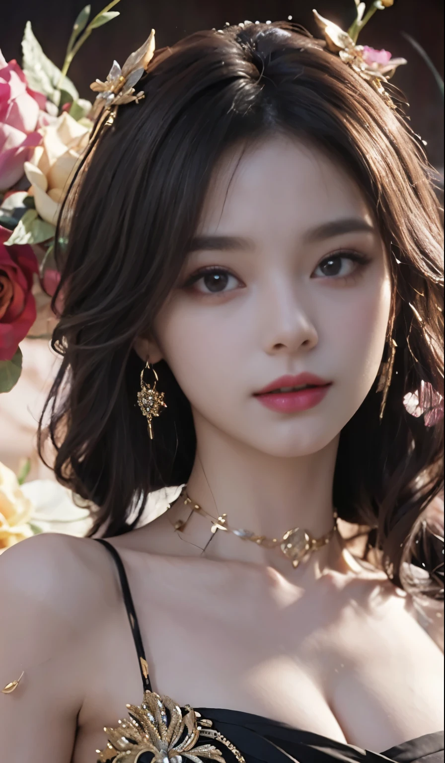 Top quality work,Photorealistic works,Ultra Premium Graphics,8K HD CG works,High-quality graphics,High-definition fine CG works,10x pixel,Ultra-fine details:1.1,Advanced technical details:1.1Photographically realistic, A high resolution ,Transparent hair,High Detail Hair(Premium Hair Detail:1.1)Clear eyes,Good looking double eyelids,Sharp eye makeup, Delicate makeup for eyelashes, Thin eyebrows, ultradetailed eyes,High Nose, lovely red lips, Rose cheeks, Face with delicate makeup , Pretty Face, A perfectly proportioned face,(Advanced facial details:1.1), Women's Artwork,full-body view,Goddess of Dress,,amazing,Today's eyes are bright (masterpiece, top quality, best quality, official art, beautiful and aesthetic:1.2), (1girl:1.3), extremely detailed,(fractal art:1.1),(colorful:1.1)(flowers:1.3),highest detailed,(zentangle:1.2), (dynamic pose), (abstract background:1.3), (chinese Traditional cloth:1.2), (shiny skin), (many colors:1.4), ,(earrings:1.4),
