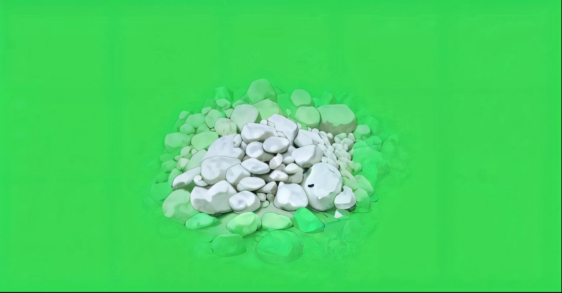 pile of white marble rocks, detailed, anime style, detailed, solid green background