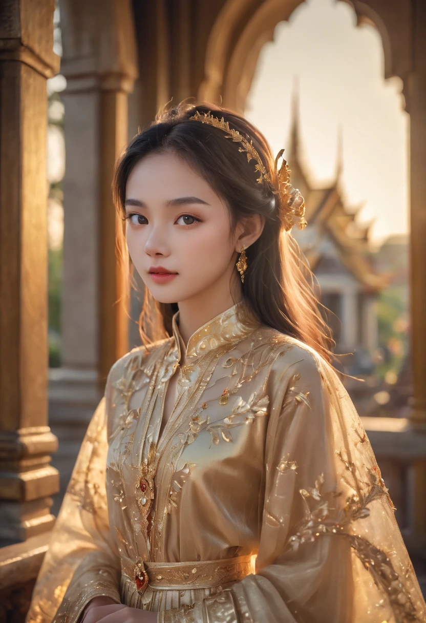 very young Thai Princess,16 years old, breathtakingly beautiful, deep blue eyes, blackhair,(best quality,4k,8k,highres,masterpiece:1.2),ultra-detailed,(realistic,photorealistic,photo-realistic:1.37, raw quality),softly glowing pale skin,pure blooded,porcelain-like complexion,elegant and refined features,graceful posture,dark and mysterious atmosphere,thai traditional dress fashion,flowing black lace dress,touch of red in her clothes,dainty silver jewelry with ruby accents,subtle yet captivating smile,slightly pointed canines,translucent wings resembling bat wings,subtle shimmering effect on her wings,gardens filled with blooming blood roses,vivid red petals contrasted with the darkness,enchanting moonlit night,dark and hauntingly beautiful castle in the background,splashes of moonlight illuminating her ethereal beauty,dark shadows and dramatic lighting,icy stare that freezes the hearts of those who dare to meet her gaze,air of authority and power,symbol of both danger and allure,night sky filled with swirling mist and sparkling stars,subtle color palette with shades of deep blue,purple,and black,subdued lighting with soft moonlight casting an ethereal glow,vibrant yet elegant style,with a touch of darkness and mystery,portraits,fantasy,horror,cementary