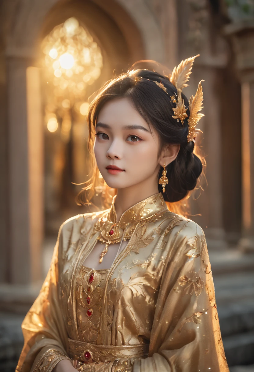 very young Thai Princess,16 years old, breathtakingly beautiful, deep blue eyes, blackhair,(best quality,4k,8k,highres,masterpiece:1.2),ultra-detailed,(realistic,photorealistic,photo-realistic:1.37, raw quality),softly glowing pale skin,pure blooded,porcelain-like complexion,elegant and refined features,graceful posture,dark and mysterious atmosphere,thai traditional dress fashion,flowing black lace dress,touch of red in her clothes,dainty silver jewelry with ruby accents,subtle yet captivating smile,slightly pointed canines,translucent wings resembling bat wings,subtle shimmering effect on her wings,gardens filled with blooming blood roses,vivid red petals contrasted with the darkness,enchanting moonlit night,dark and hauntingly beautiful castle in the background,splashes of moonlight illuminating her ethereal beauty,dark shadows and dramatic lighting,icy stare that freezes the hearts of those who dare to meet her gaze,air of authority and power,symbol of both danger and allure,night sky filled with swirling mist and sparkling stars,subtle color palette with shades of deep blue,purple,and black,subdued lighting with soft moonlight casting an ethereal glow,vibrant yet elegant style,with a touch of darkness and mystery,portraits,fantasy,horror,cementary