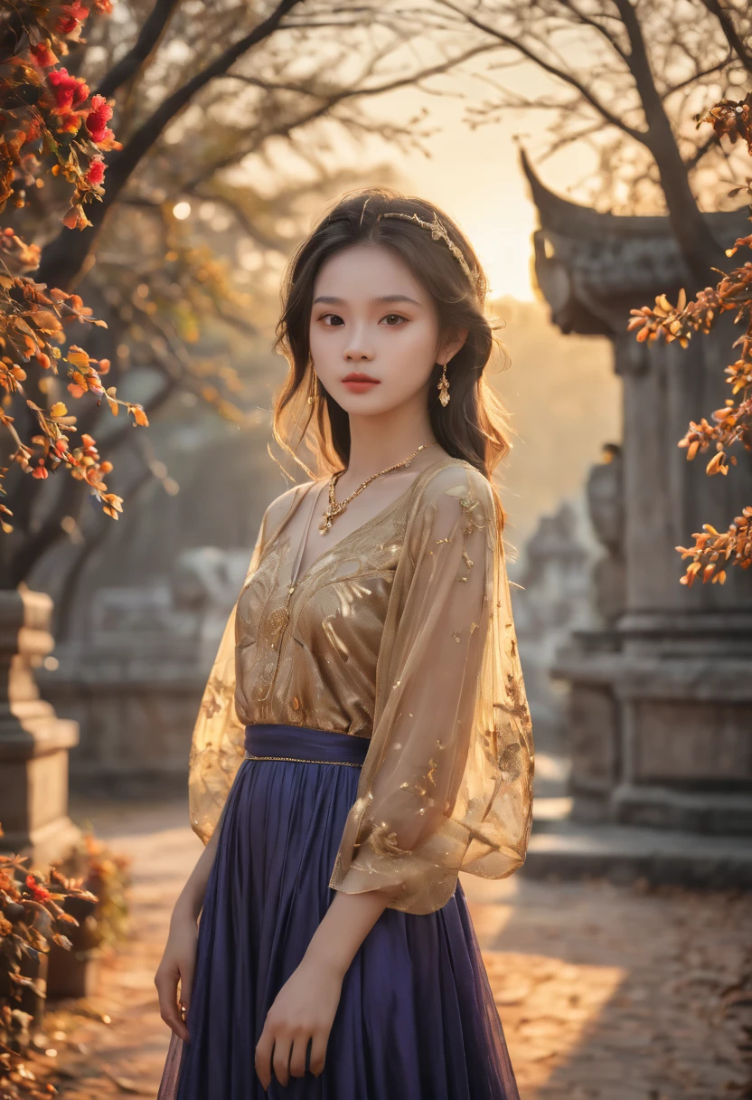 very young Thai Princess,, breathtakingly beautiful, deep blue eyes, blackhair,(best quality,4k,8k,highres,masterpiece:1.2),ultra-detailed,(realistic,photorealistic,photo-realistic:1.37, raw quality),softly glowing pale skin,pure blooded,porcelain-like complexion,elegant and refined features,graceful posture,dark and mysterious atmosphere,thai traditional dress fashion,flowing black lace dress,touch of red in her clothes,dainty silver jewelry with ruby accents,subtle yet captivating smile,slightly pointed canines,translucent wings resembling bat wings,subtle shimmering effect on her wings,gardens filled with blooming blood roses,vivid red petals contrasted with the darkness,enchanting moonlit night,dark and hauntingly beautiful castle in the background,splashes of moonlight illuminating her ethereal beauty,dark shadows and dramatic lighting,icy stare that freezes the hearts of those who dare to meet her gaze,air of authority and power,symbol of both danger and allure,night sky filled with swirling mist and sparkling stars,subtle color palette with shades of deep blue,purple,and black,subdued lighting with soft moonlight casting an ethereal glow,vibrant yet elegant style,with a touch of darkness and mystery,portraits,fantasy,horror,cementary